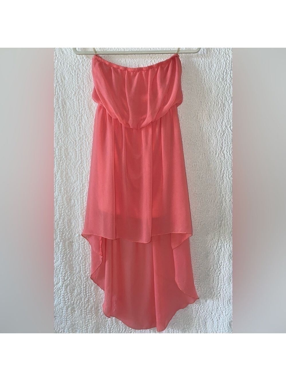 Poetry Clothing Strapless Sheer Overlay High-Low Mini Dress